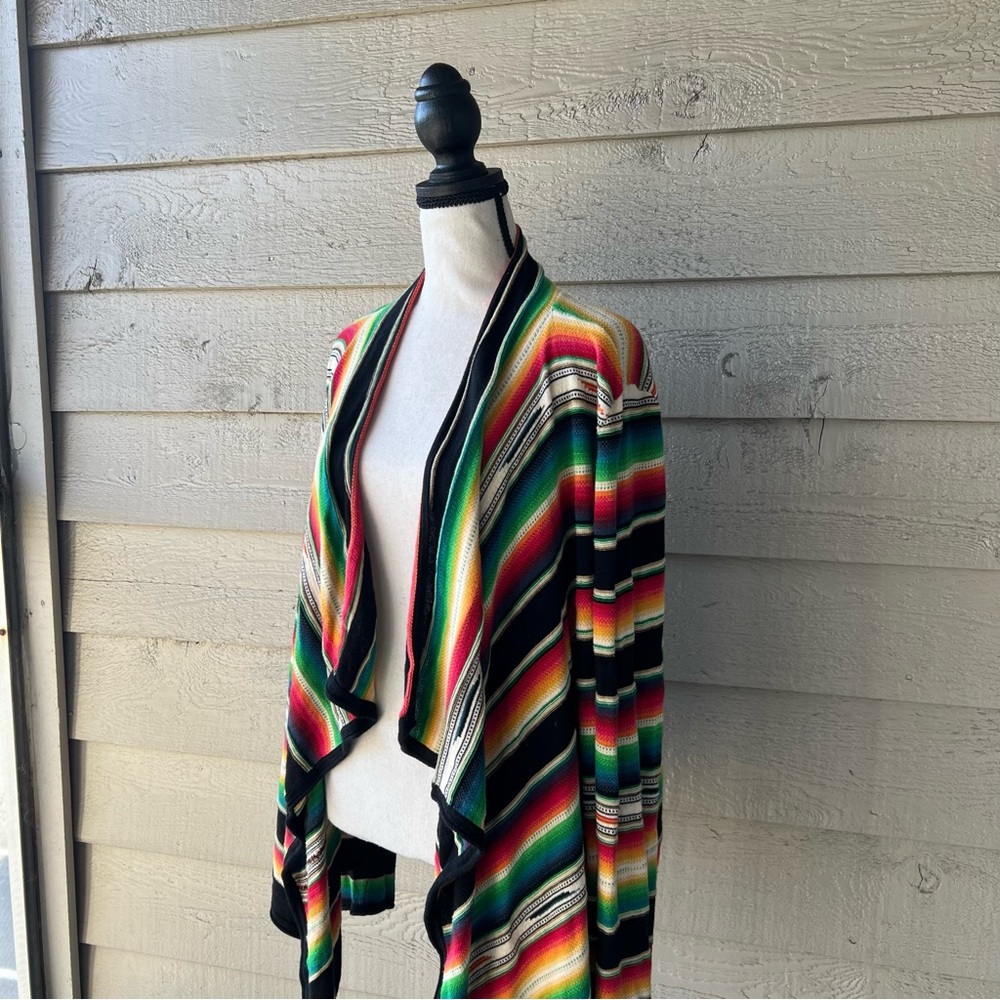 Vintage Ralph Lauren Multicolor Striped Cardigan Poncho - Picture 2 of 12